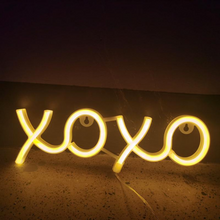 Hugs and Kisses XOXO (Handwritten) Neon LED Night Lights Wall Sign