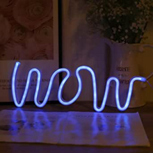 Wow (Long) Neon LED Night Lights Wall Sign