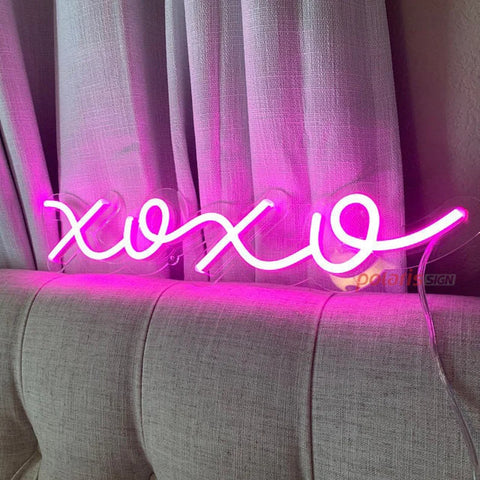 Hugs and Kisses XOXO NEON LED Light Wall Sign